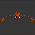 Orange Frog like Game Movie Character With Blue White Striped Vest And Outstretched Arms Standing