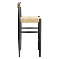 Simple Design Bar Stool With Woven Rattan Seat And Black Wooden Legs Backrest