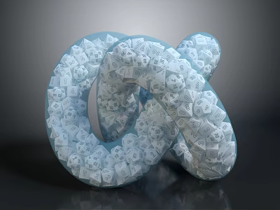 Light Blue And White Dice Form Intricate 3D Knot Structure Design 3d model