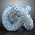 Light Blue And White Dice Form Intricate 3D Knot Structure Design
