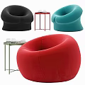 Casual Sofa Set With Colorful Bean Bag Chairs And Side Tables