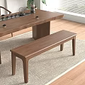 Simple Modern Wooden Bench In Dining Room With Wooden Table And Rug