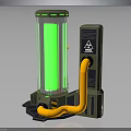 Green Transparent Cylinder Industrial Device With Control Panel And Orange Hose