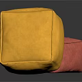 Red and Yellow Square Fabric Ottomans for Modern Living Room Decor