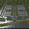 Modern Industrial Park Layout With Buildings Green Areas And Road Network