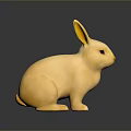 Yellow Rabbit Figurine 3D Model Display With Smooth Surface And Dark Background Reflection 3d model
