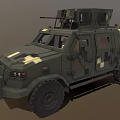 Military Armored Vehicle With Camouflage Paint Roof Mounted Weapon Yellow Stripes And Armored Structure