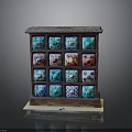 Artistic Wooden Chest of Drawers with Multiple Colorful Decorative Panels and Unique Designs