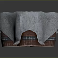 Stylish Decorative Ornament Set With Gray Cloth Covered Red Brick Buckets And Black Stripes