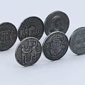 Handcrafted Coin Inspired Jewelry Charms With Intricate Relief Design Figures Architectural Motifs And Emblem