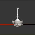 Modern Ceiling Fan With Red Blades Silver Metal And Transparent Center