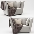 Stylish Modern Accent Chair with Decorative Pillows Soft Throw Blanket and Green Gray Color Options