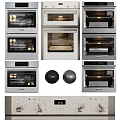 Modern Black Kitchen Ovens With Glass Doors And Control Panels