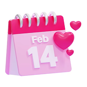 Modern Calendar Table Calendar Valentine's Day Calendar Cartoon Calendar 3d model