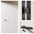 Modern White Swing Door Design Featuring Black Handle and Hinge Hardware 3d model