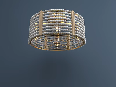 Elegant Modern Ceiling Light With Pearl Decorated Golden Frame Round Design And Warm Lighting 3d model
