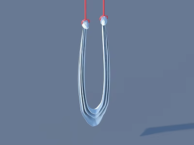 Modern Silver Curved Daily Life Product Hanging With Red Strings Design 3d model