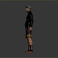 Man In Black Long Sleeve Shirt With Logo Colorful Shorts And Sneakers Wearing Glasses 3d model