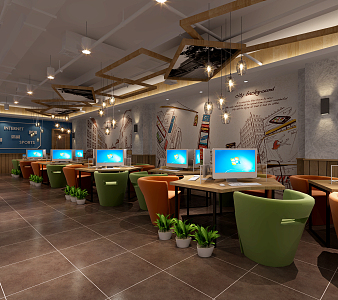 Modern Internet Cafe Internet Cafe 3d model