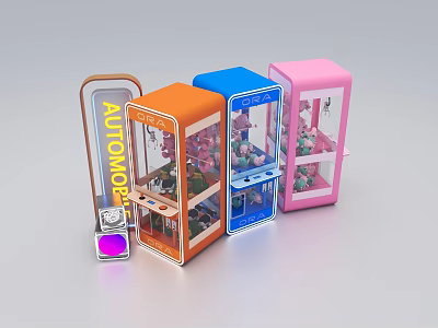 Colorful Commercial Vending Machines With Transparent Front And Product Displays For Retail 3d model