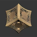 Golden Decorative Lantern Design With Intricate Cutout Patterns And Ornate Details