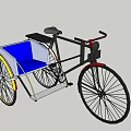 Classic Tricycle With Blue Seat Red Accents Black Frame And Wheels