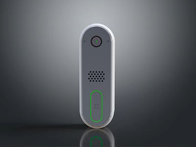 Smart Video Doorbell With Camera Speaker Button And Modern Silver Design 3d model