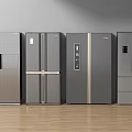 Modern Refrigerator Freezers In Different Gray Sleek Styles With Wooden Floor Interior