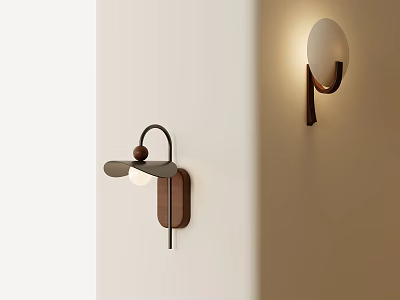 Minimalist Modern Wall Lamps With Wooden Accents And Metal Structure For Contemporary Interior Lighting 3d model