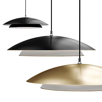 Stylish Modern Hemispherical Hanging Pendant Lights With Black And Gold Design 3d model
