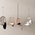 Various Hanging Chairs with Woven Rattan Design and Soft Cushions for Home Interiors