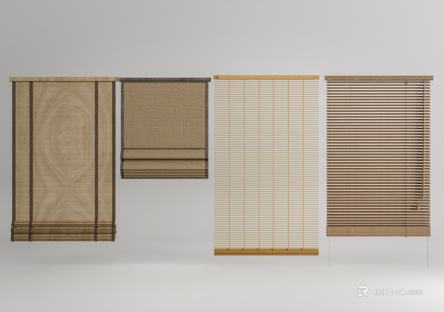 Various Materials And Styles Of Window Blinds For Home Interior Decoration 3d model 