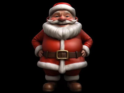 Santa Claus Game And Movie Character In Red Suit With White Beard And Brown Belt 3d model