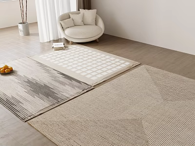 Square Rugs In Cozy Living Room With Armchair 3d model