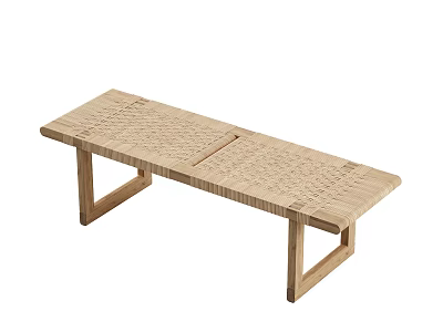 Modern Wooden Bench With Textured Surface And Simple Geometric Legs Design 3d model