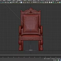 Classic Armchair with Golden Carved Frame Green Floral Pattern Upholstery on Backrest and Seat