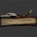 Ancient Book With Red Purple Leather Cover Two White Skulls Gold Buckle And Metal Decorations