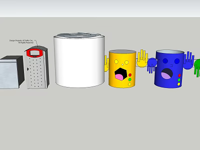 Public Facilities Including New Energy Vehicle Charging Station White Cylinder And Colorful Cartoon Shaped Units 3d model