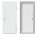 White Hinged Door Design With Simple Frame And Modern Door Handle 3d model