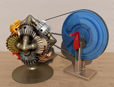 Hardware Tools Featuring Assorted Gears Red Clamp Mechanical Parts and Metal Components 3d model