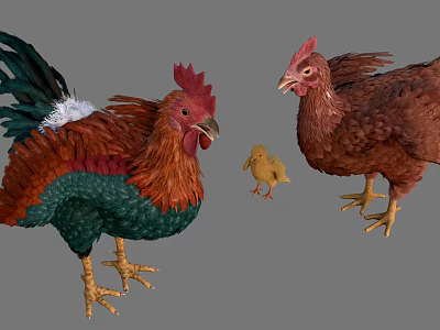 Chicken Cock Cartoon Chicken Hen Chick Chick 3d model Chicken Cock Cartoon Chicken Hen Chick Chick 3d model