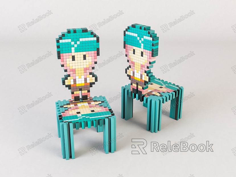 Modern Children's Chair Children's Cartoon Wooden Stool model