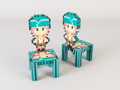 Modern Children's Chair Children's Cartoon Wooden Stool 3d model