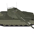 Detailed Military Green Tank Model With Tracks Cannon And Antennas