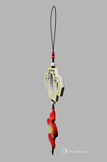 Traditional Style Openwork Pendant With Red Beads Yellow Frame And White Center 3d model 