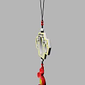Traditional Style Openwork Pendant With Red Beads Yellow Frame And White Center