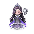 Princess With Long Purple Black Hair Crown And Purple White Dress And Gray Small Companion Creature