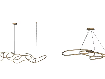 Modern Gold Curved Chandelier Designs For Contemporary Interior Spaces 3d model