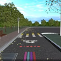 Well Designed Road Facilities At Urban Intersection With Crosswalks Trees Benches And Markings
