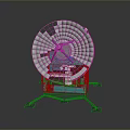 Large Satellite Dish Antenna With White Teal Structure And Base Stand 3d model